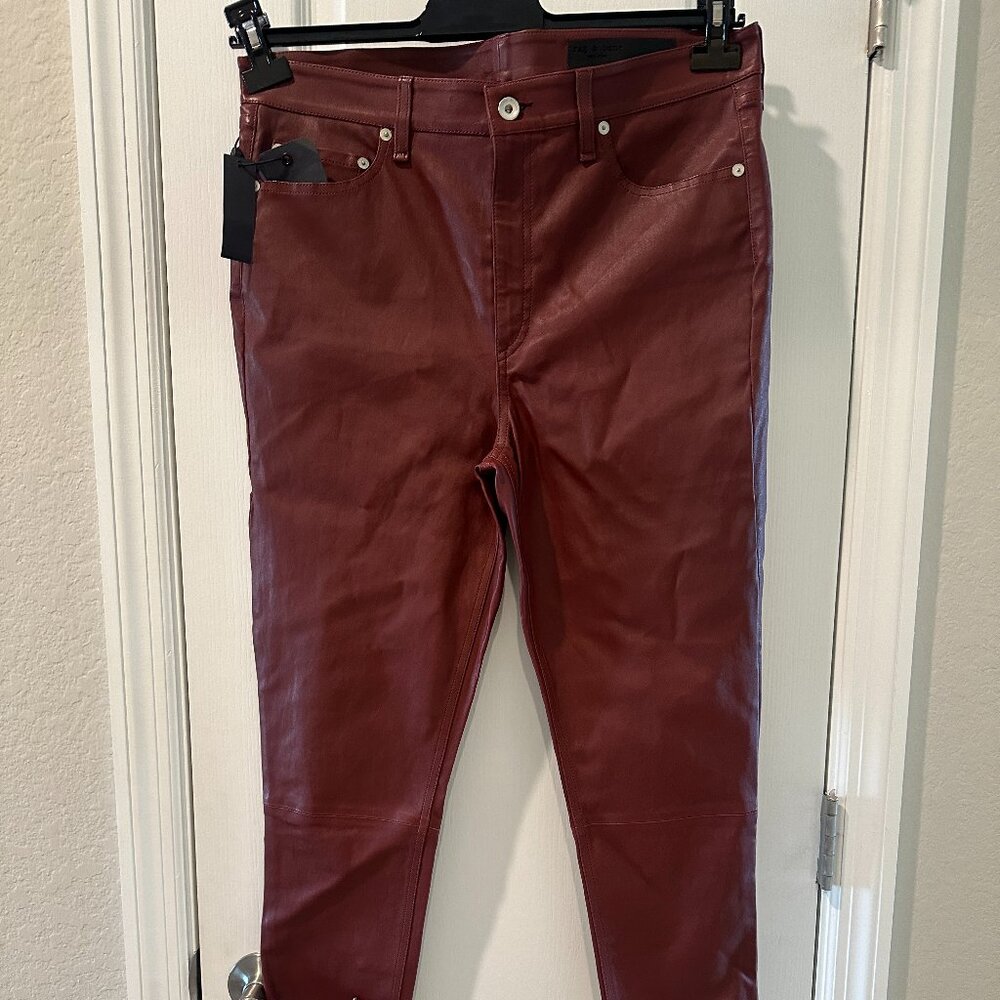 Rag n Bone Leather Pants Reddish-Brown size 32 - Picture 2 of 11
